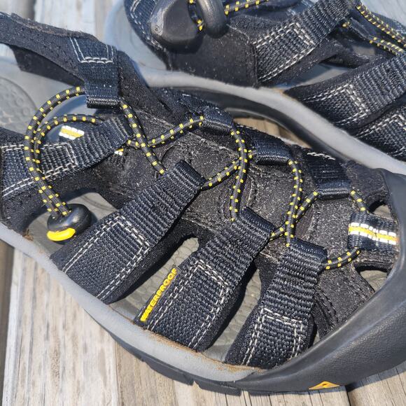 Keen Hiking Sandal Women Closed Toe Black Yellow Water Washable Size 6.5 - Picture 3 of 12